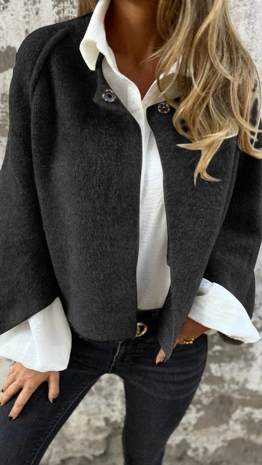 Celeste | Cappotto in Lana con Collo Rotondo