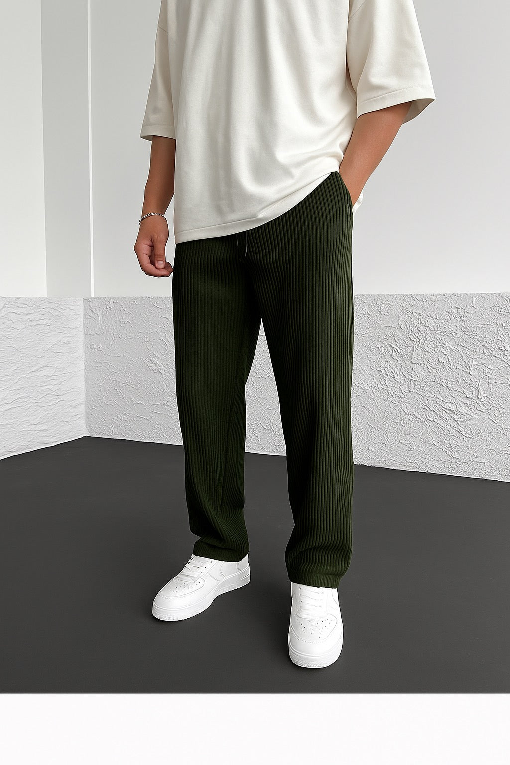 Pantaloni Confort in Spandex Cotelé